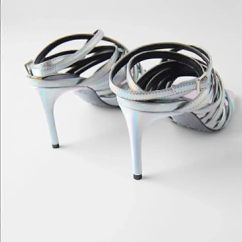 ZARA multi strap iris-decent high heeled sandals 3301/510 - Picture 5 of 13